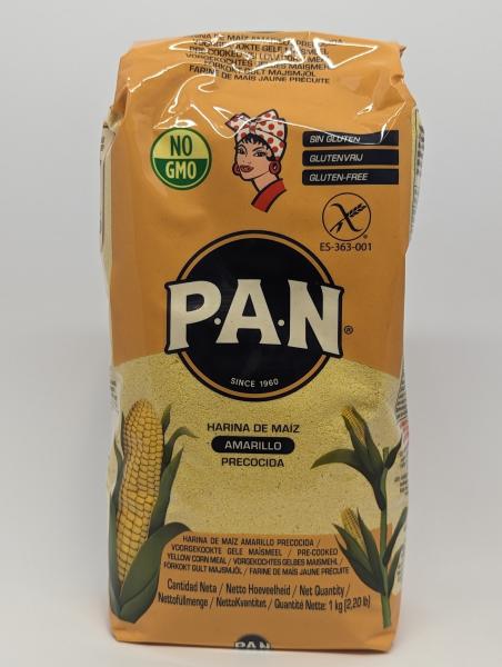 PAN vorgekochtes gelbes Maismehl amarillo, 1kg Nettogewicht